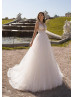 Ivory Sequined Lace Tulle Glitter Wedding Dress